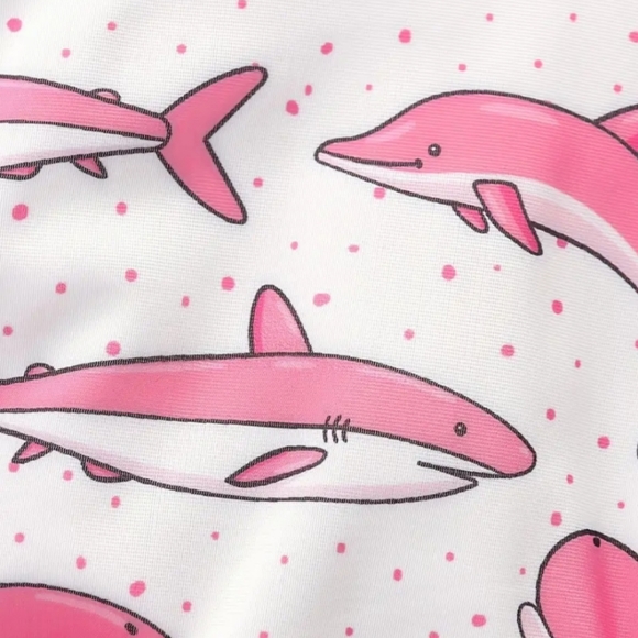 2 pc. Baby Girls Swimsuit with Headband. Dolphins, Whales, Sharks. Sz 1-2 years - Picture 3 of 5